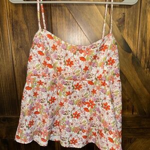 Francesca's Collections Floral Tank Top - Orange, Pink, White